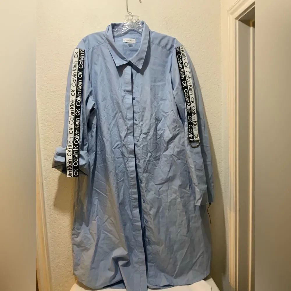 CALVIN KLEIN- Light Blue Button Down Long Sleeve Dress Size XL